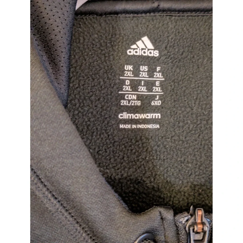 Adidas Hoodie 2XL Black Climawarm Full Zip Jacket Athletic Mens Fall Ready